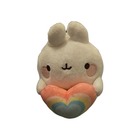Aurora® Playful Molang Rainbow Heart Molang Stuffed Animal - White 7 Inches - Picture 1 of 6